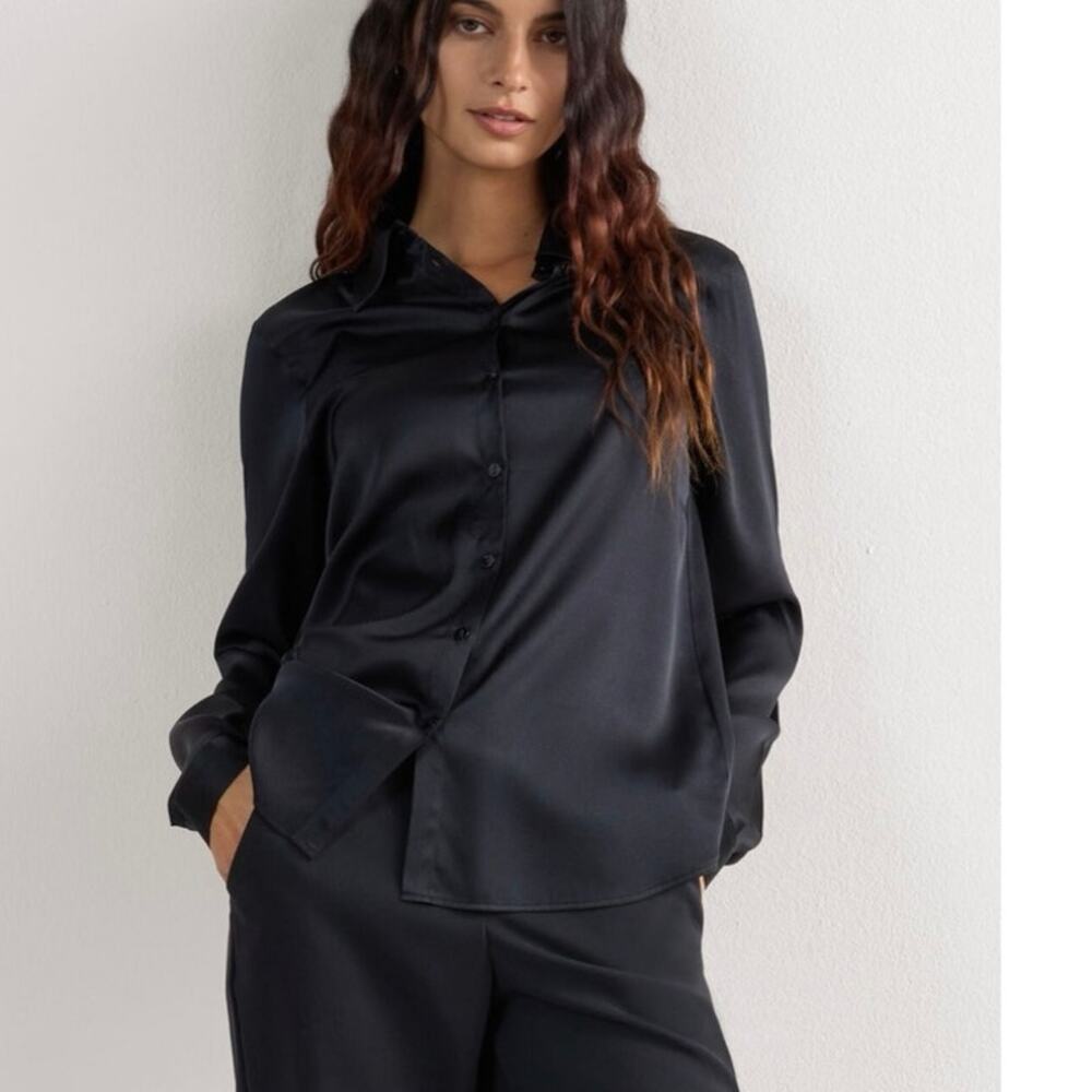 Intimissimi Silk Shirt in Black Size Small